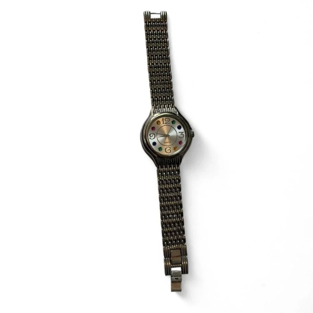 Vintage Silver Tone‎ Multicolored Indices Watch